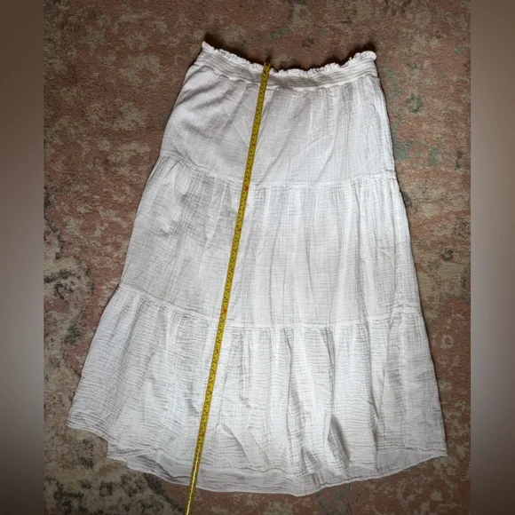 a.n.a. White Tiered Cotton Maxi Skirt with Smocked Waist Boho Sz XXL - Picture 3 of 4